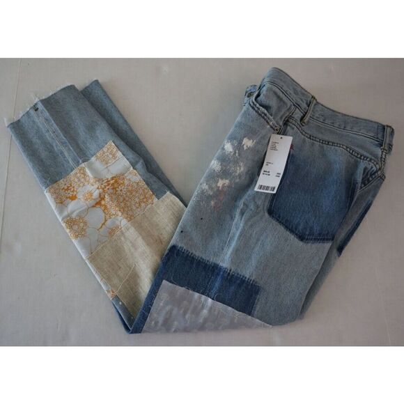 BDG x Urban Outfitters Women Sz 24 Blue Patchwork Hi-Rise Slim Straight Jeans - Picture 7 of 8
